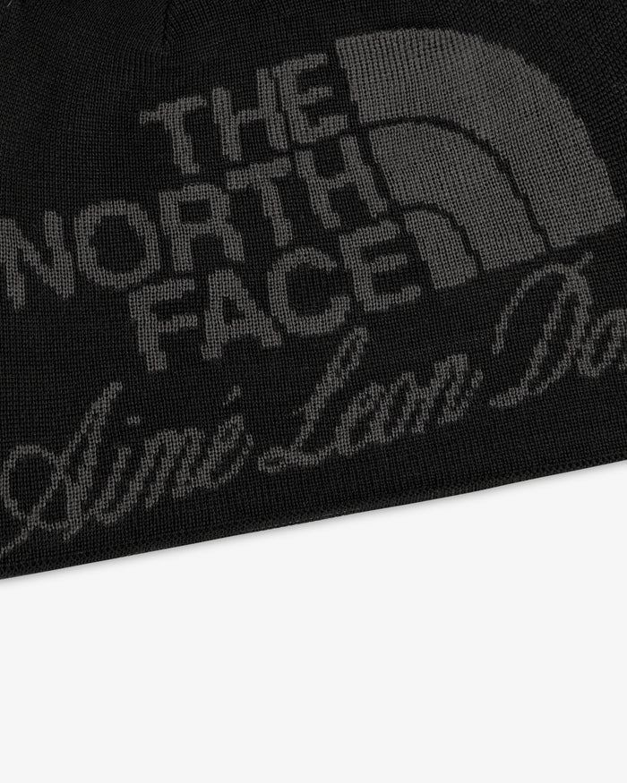 ALD / The North Face Jacquard Beanie in black with gray logos.
