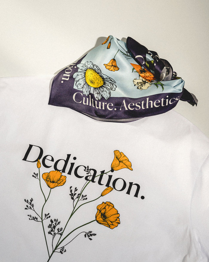 Asphaltgold *Language of Flowers* Dedication Tee onfeet