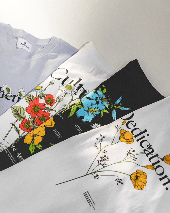 Asphaltgold *Language of Flowers* Dedication Tee onfeet