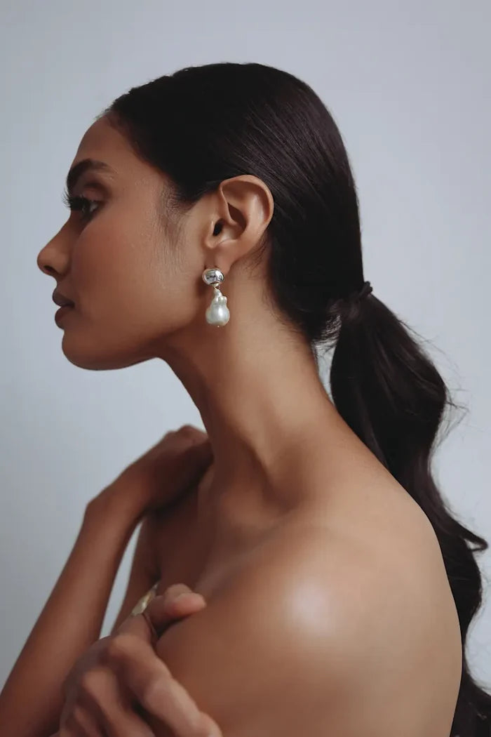 Aurelia Metal and Pearl Drop Earring