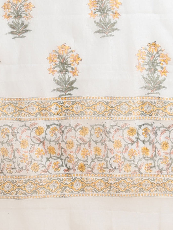 Indiehaat | Pure Kota Doria Blockprint Suit Yellow