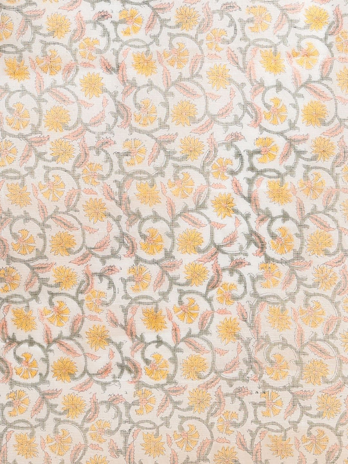 Indiehaat | Pure Kota Doria Blockprint Suit Yellow