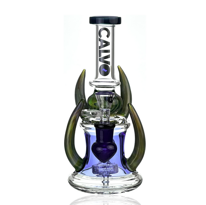 Calvo Yellow Horn Recycler Bong Blue  - UK