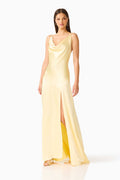 Clementine Cowl Neck Maxi Dress in Butter Yellow