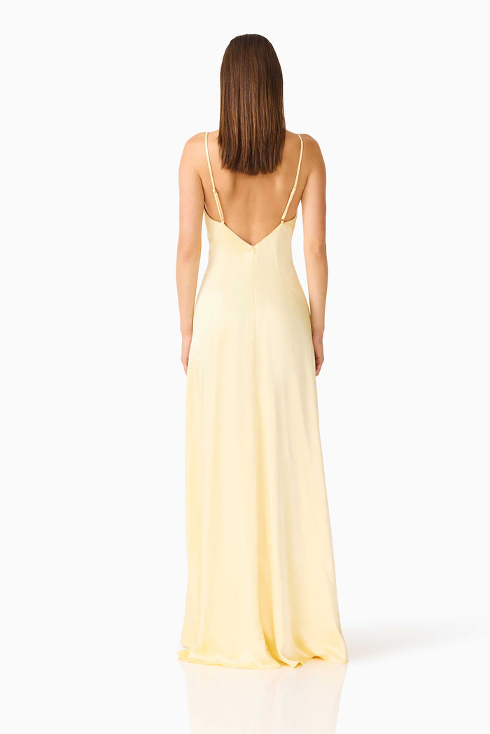 Clementine Cowl Neck Maxi Dress in Butter Yellow
