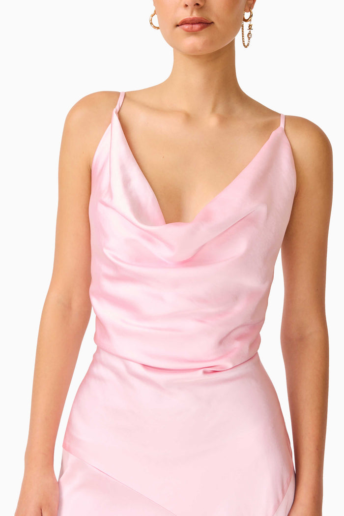 Clementine Cowl Neck Maxi Dress in Pale Pink