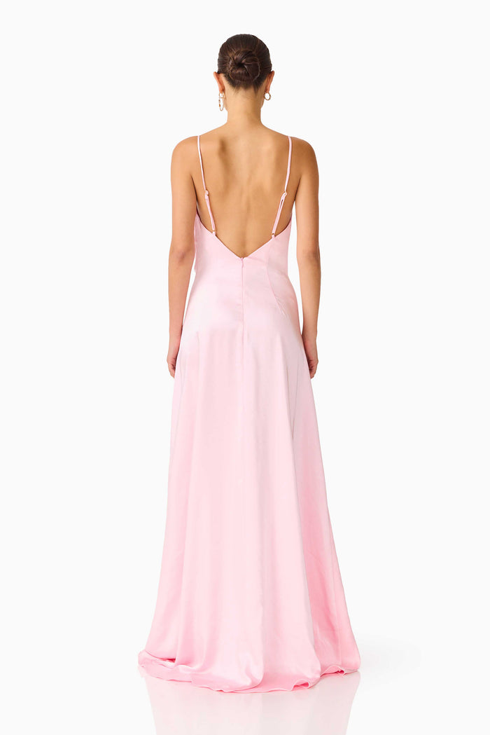 Clementine Cowl Neck Maxi Dress in Pale Pink