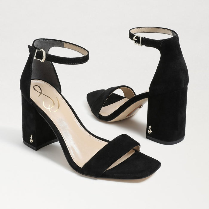 Daniella Block Heel Sandal in Black Suede