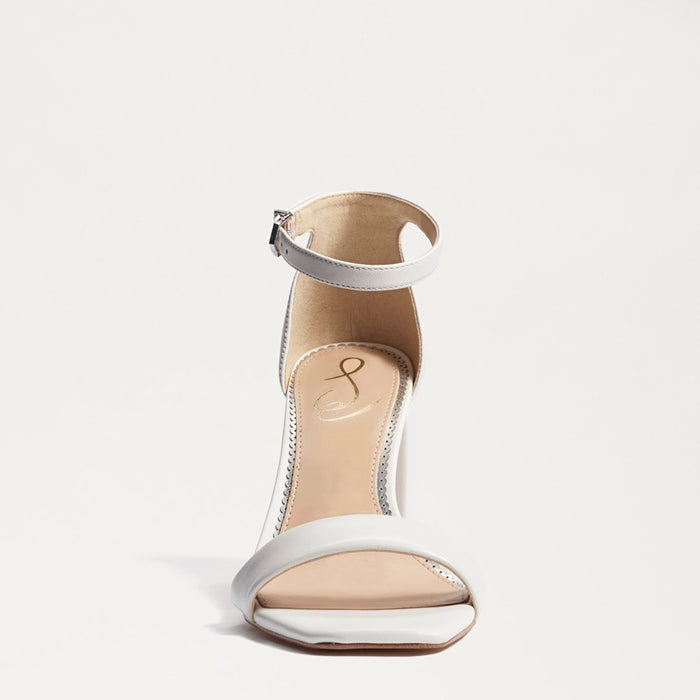 Daniella Block Heel Sandal in Bright White Leather