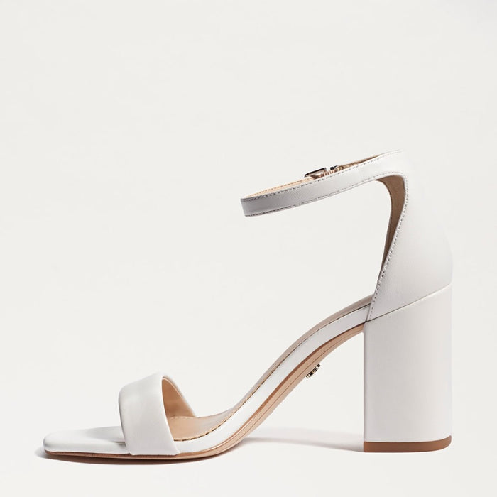 Daniella Block Heel Sandal in Bright White Leather