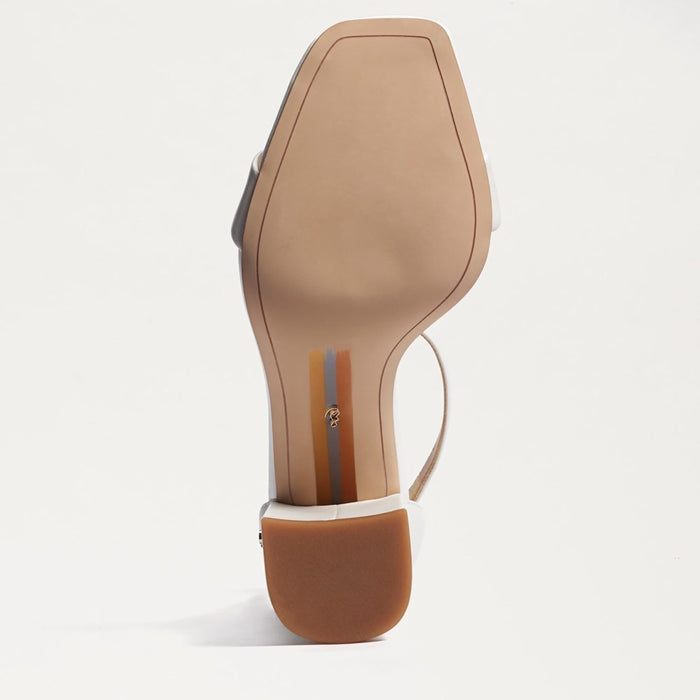 Daniella Block Heel Sandal in Bright White Leather