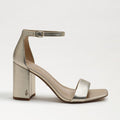 Daniella Block Heel Sandal in Gold Metallic Leather