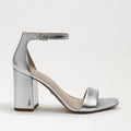 Daniella Block Heel Sandal in Silver Metallic Leather