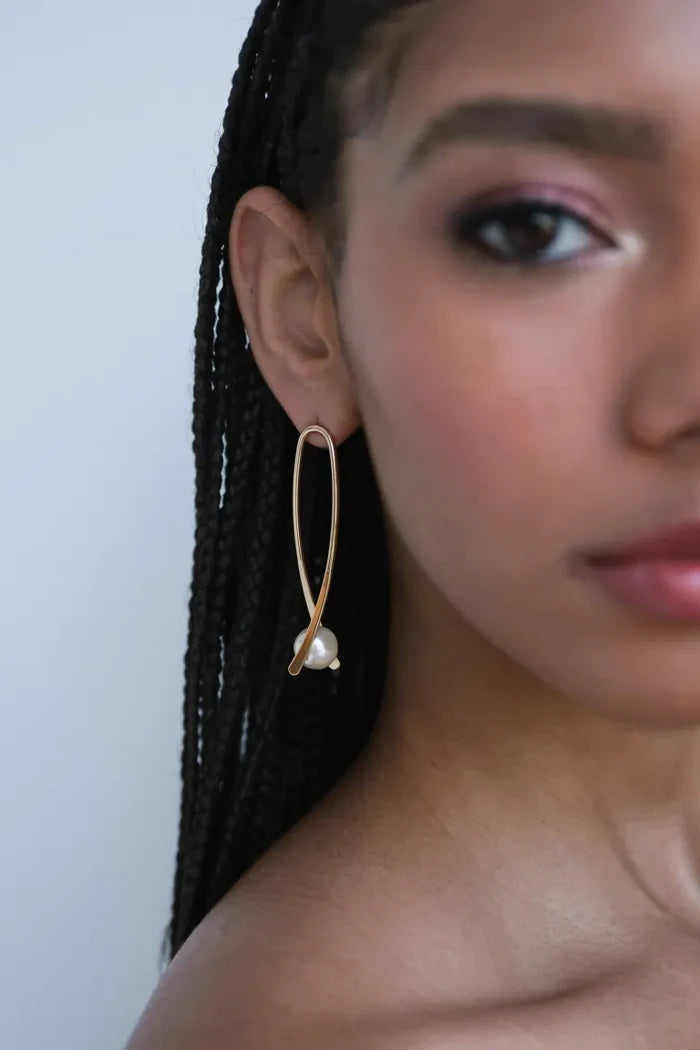 Danna Gold and Pearl Statement Earring