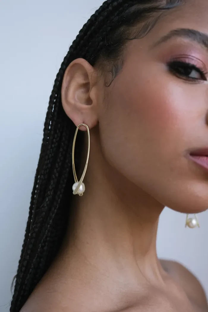 Danna Gold and Pearl Statement Earring