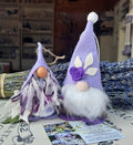Coppia di gnomi natalizi alla lavanda fatti a mano, decorazione artigianale profumata