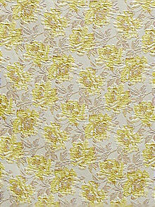 Golden Yellow Floral Jacquard Fabric by the Yard