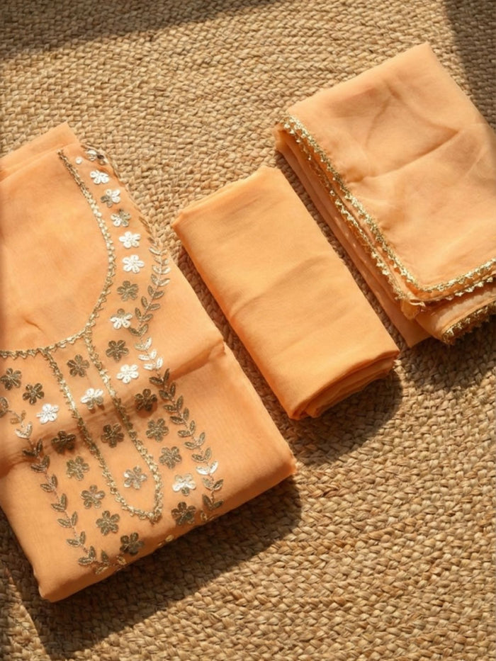 Indiehaat | Organza Silk Gota Patti Suit Set Orange