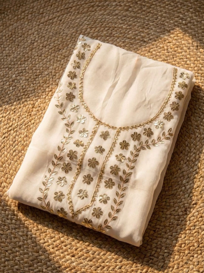 Indiehaat | Organza Silk Gota Patti Suit Set White