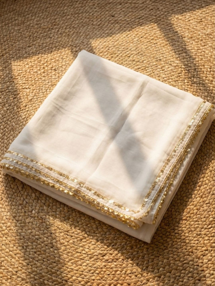 Indiehaat | Organza Silk Gota Patti Suit Set White