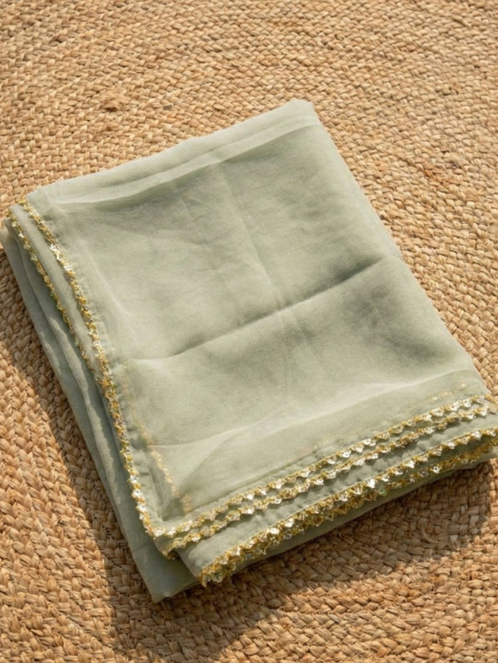 Indiehaat | Organza Silk Gota Patti Suit Set Green