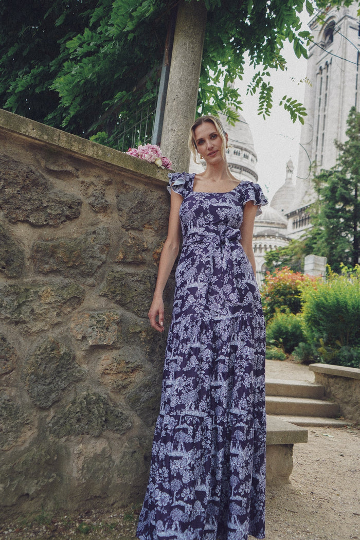 Isabella Dress in French Country Navy