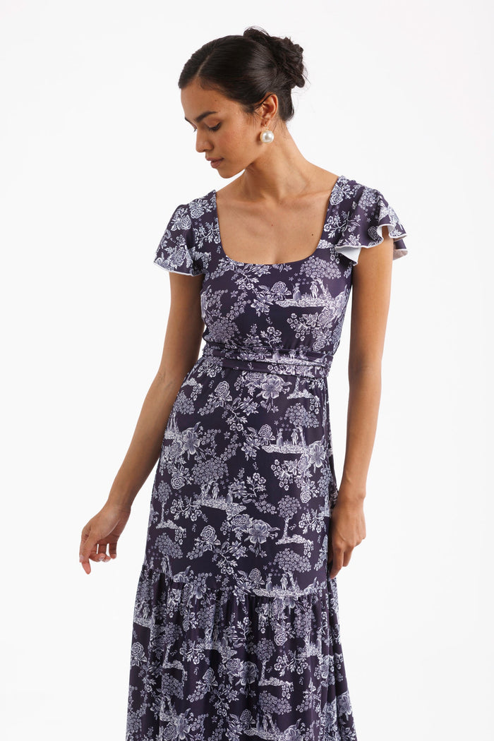 Isabella Dress in French Country Navy