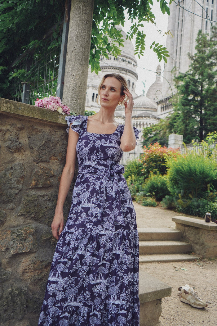 Isabella Dress in French Country Navy