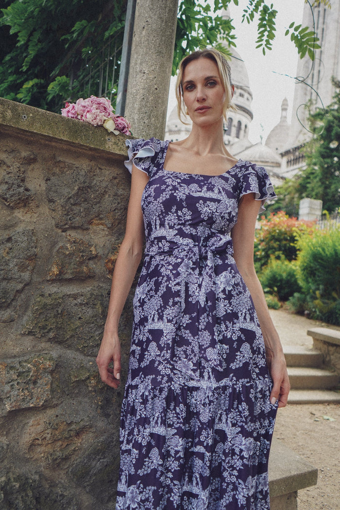 Isabella Dress in French Country Navy