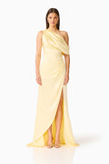 Isadora One Shoulder Gown in Butter Yellow