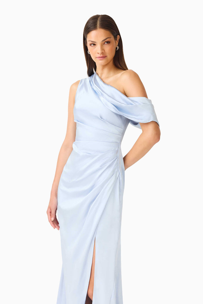 Isadora One Shoulder Gown in Pale Blue