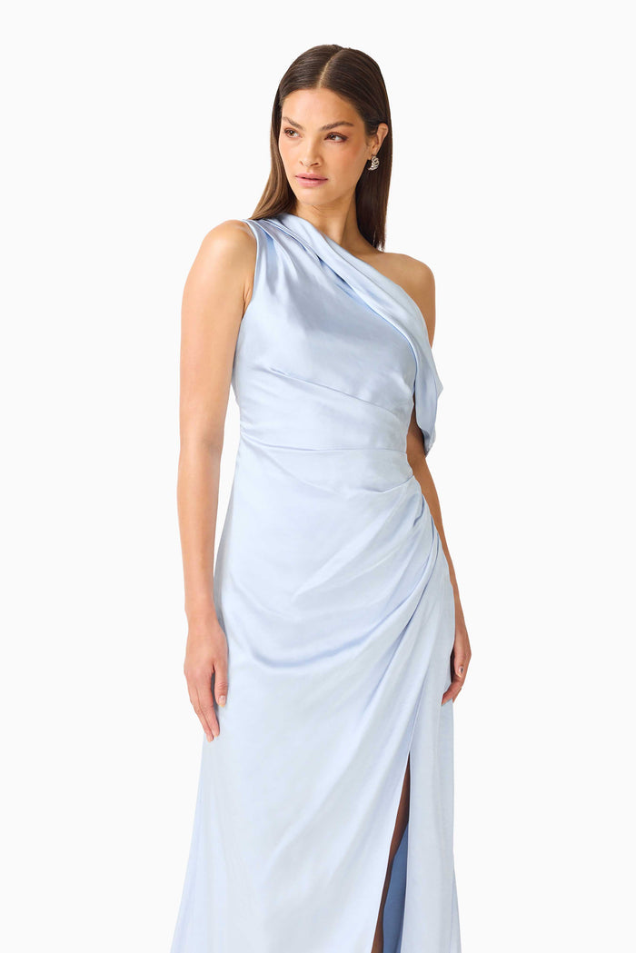 Isadora One Shoulder Gown in Pale Blue