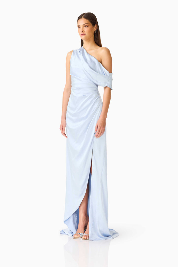 Isadora One Shoulder Gown in Pale Blue