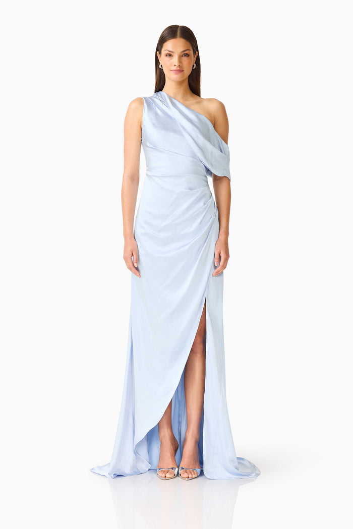 Isadora One Shoulder Gown in Pale Blue