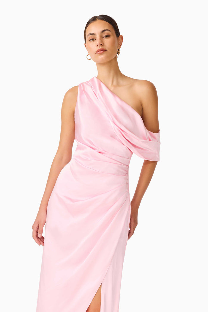 Isadora One Shoulder Gown in Pale Pink