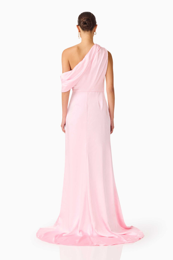 Isadora One Shoulder Gown in Pale Pink