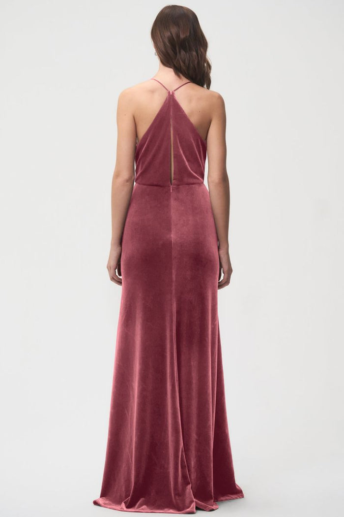 Cowl halter neckline, Stretch Velvet, Racerback
