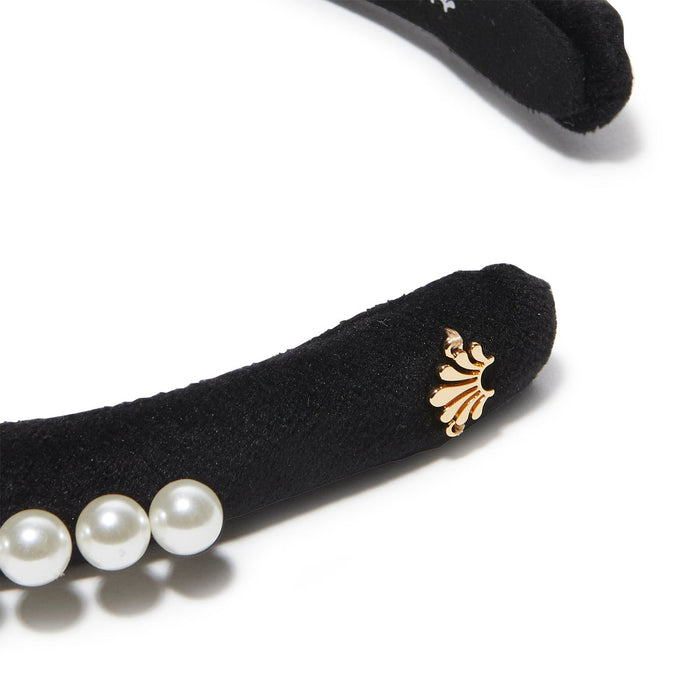 JET PEARL EMBELLISHED VELVET GIGI HEADBAND