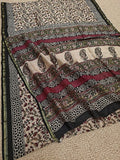 Indiehaat | Beige Chanderi Silk Kalamkari Saree