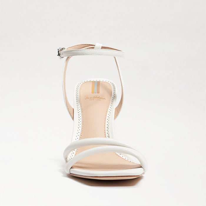 Kia Block Heel Sandal in Bright White Leather