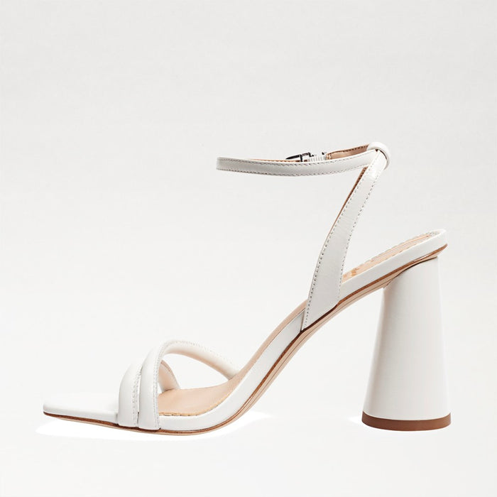 Kia Block Heel Sandal in Bright White Leather