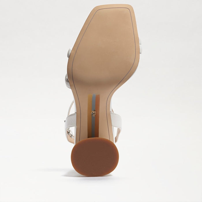 Kia Block Heel Sandal in Bright White Leather