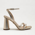 Kia Block Heel Sandal in Gold Leaf Leather