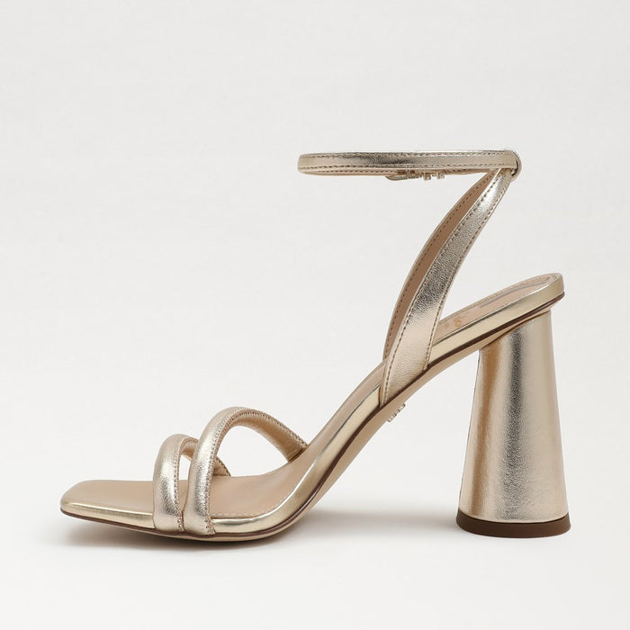 Kia Block Heel Sandal in Gold Leaf Leather