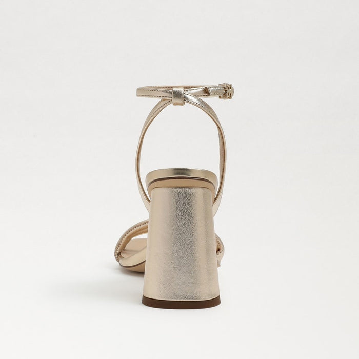 Kia Block Heel Sandal in Gold Leaf Leather