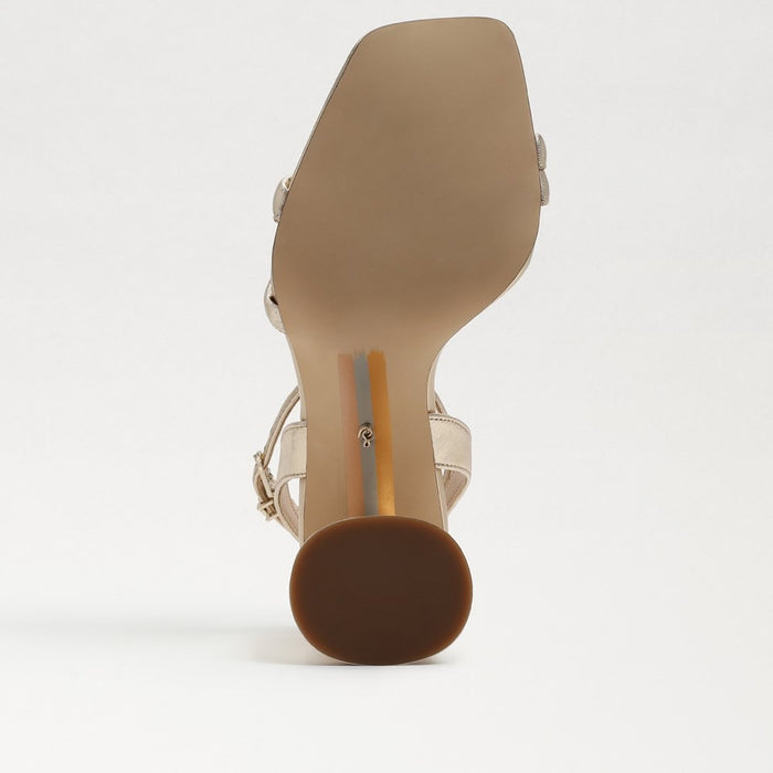Kia Block Heel Sandal in Gold Leaf Leather