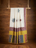 Indiehaat | Applique Kantha Pure Mul Cotton Dupatta White