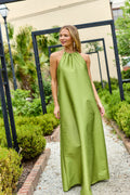 LulaKate Delaney Dress in Chartreuse Shantung