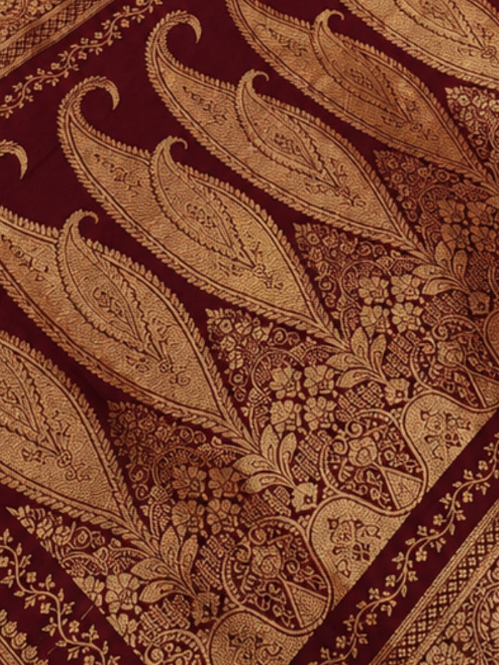 Indiehaat | Ivory White Mashru Silk Brocade Saree