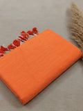 Indiehaat | Pure Khadi Cotton Handloom Saree Orange
